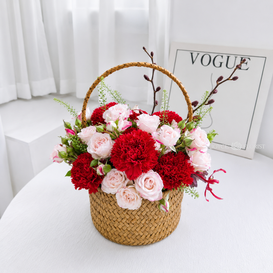 Fresh Red Carnation New Born Bloom Box | Baby Shower Gift