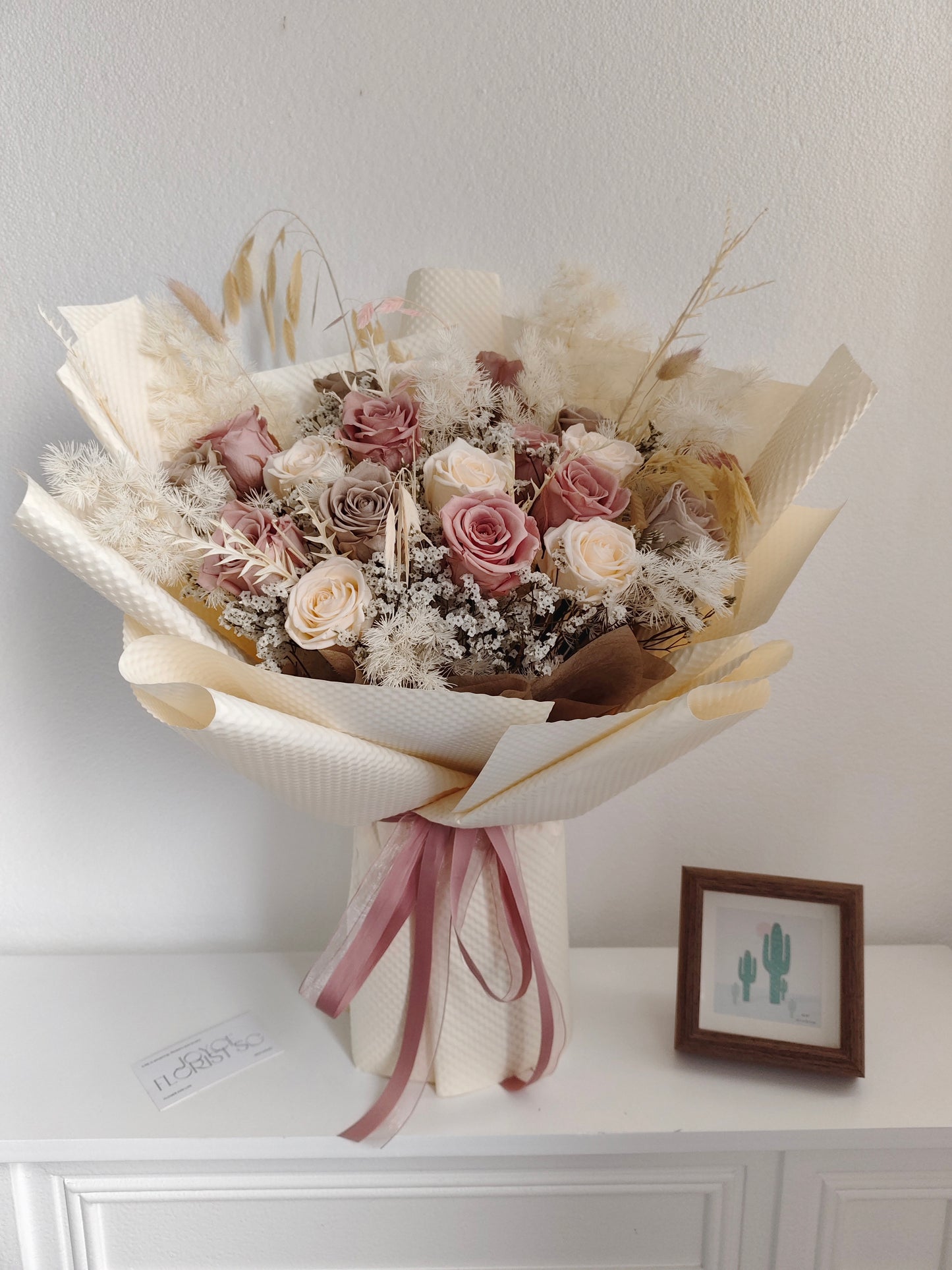 Preserved Mocha Rose Flower Bouquet