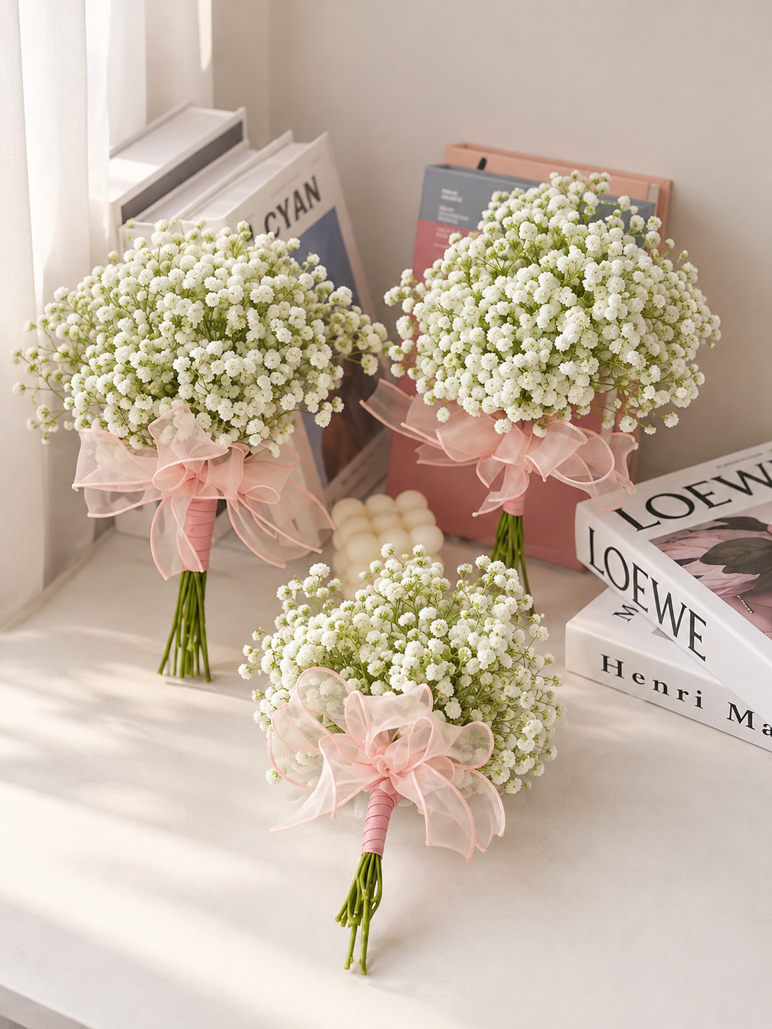 Petite Blush Bridesmaid Bouquet - White Baby's-breath ( Min.4 )