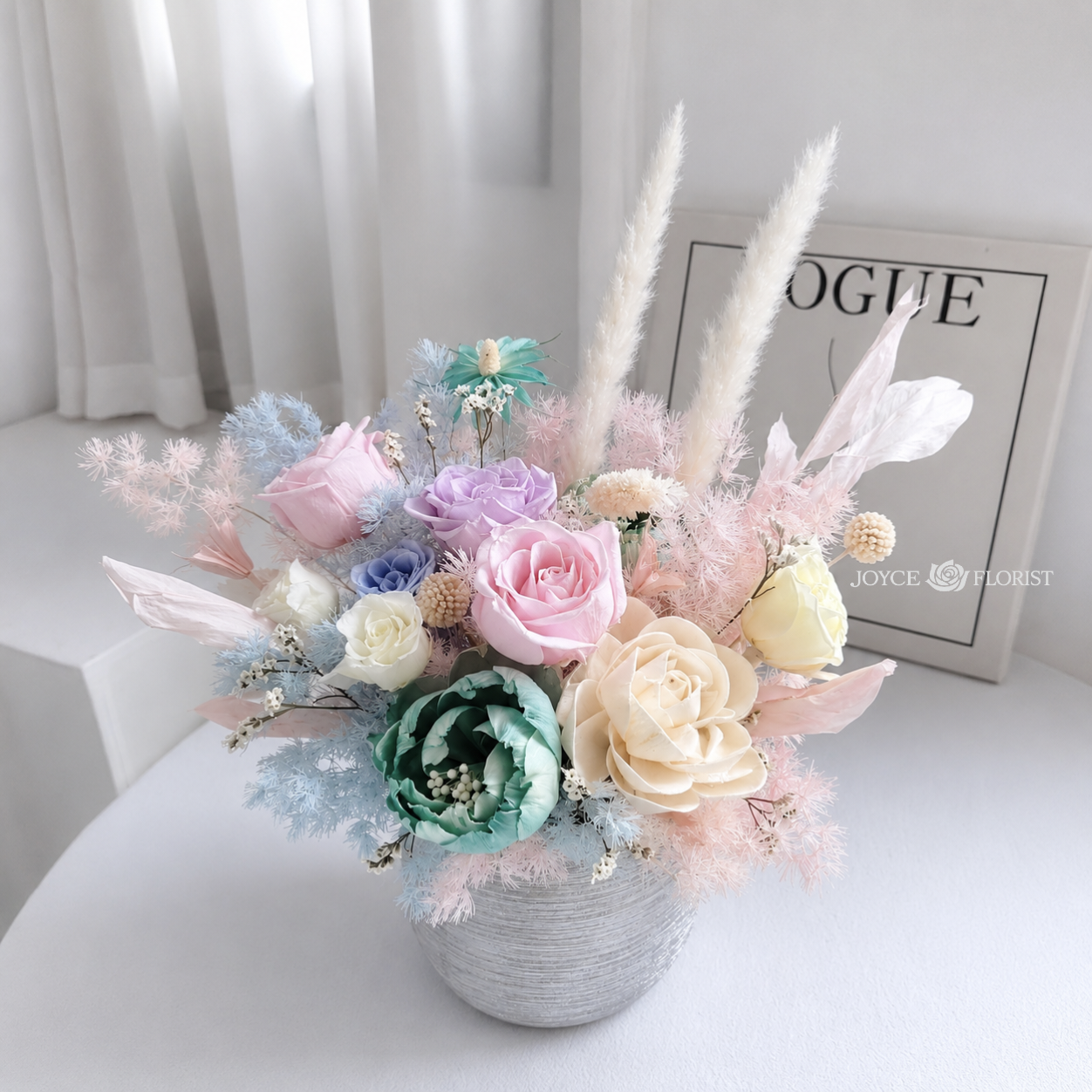 Unicorn Color Preserved Flower Table Arrangement