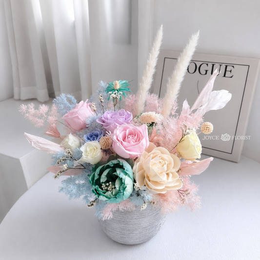 Unicorn Color Preserved Flower Table Arrangement