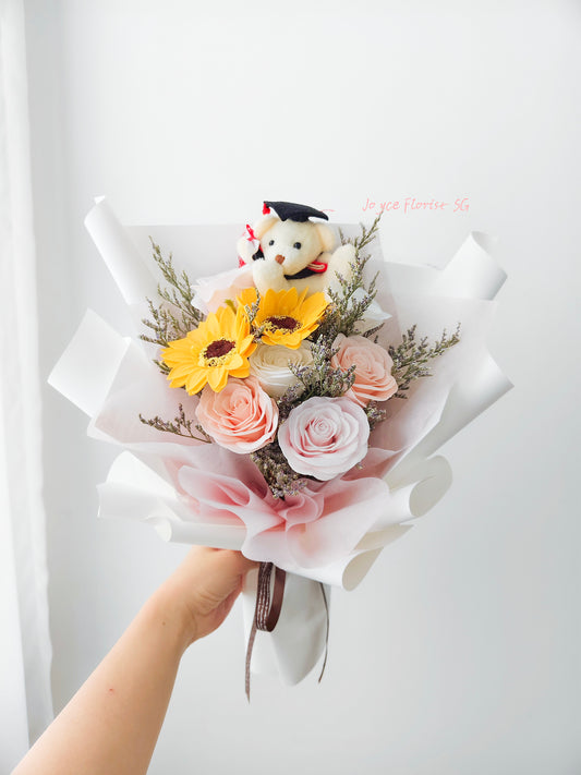 Soap Graduation Flower Bouquet - Pink & White