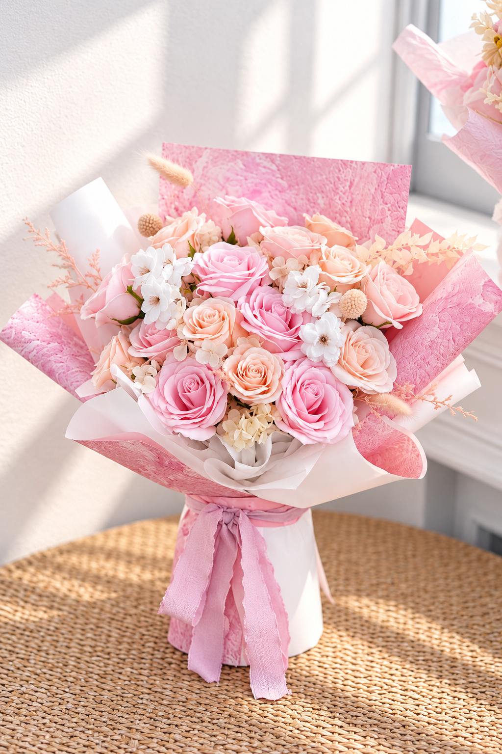 Timeless Soap Flower Bouquet - Pink & Champagne Rose