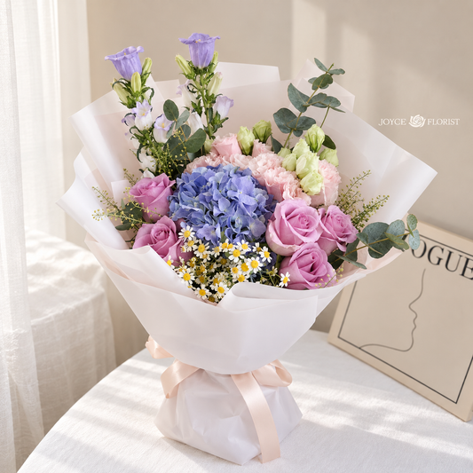 Violet Hydrangea & Rose Bouquet