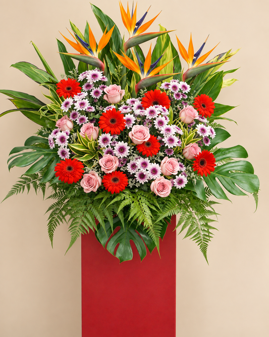 Grand Opening Flower Stand | Opening Ceremony Flowers | Pink Rose & Red Gerbera
