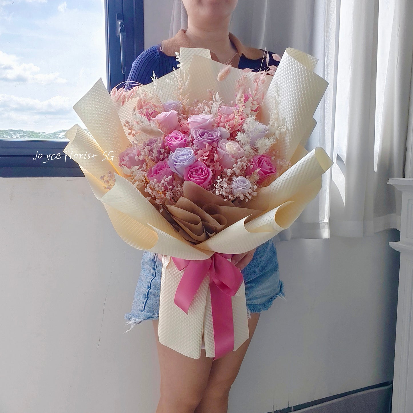 Mother's Day Flower Bouquet - Preserved Mixed Blush Pink Rose