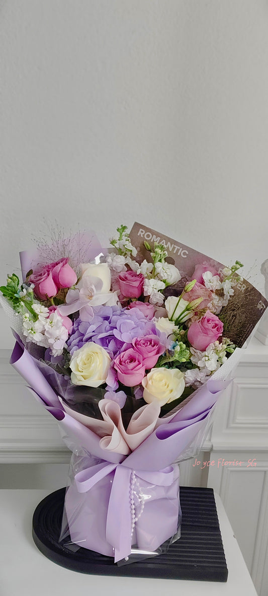 Hydrangea & Rose Bouquet - Purple Affection