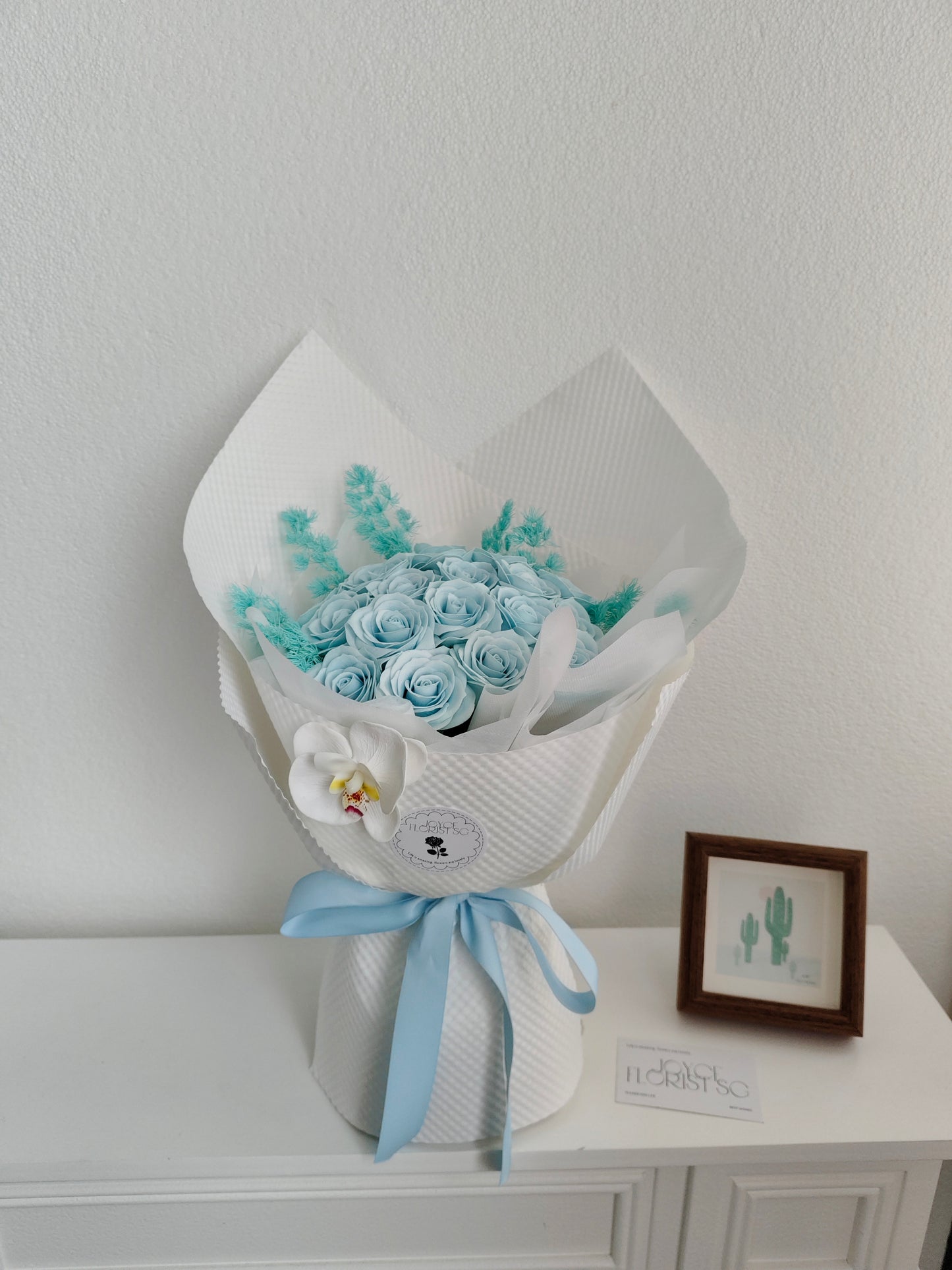 Valentine's Day Soap Flower Bouquet - Baby Blue