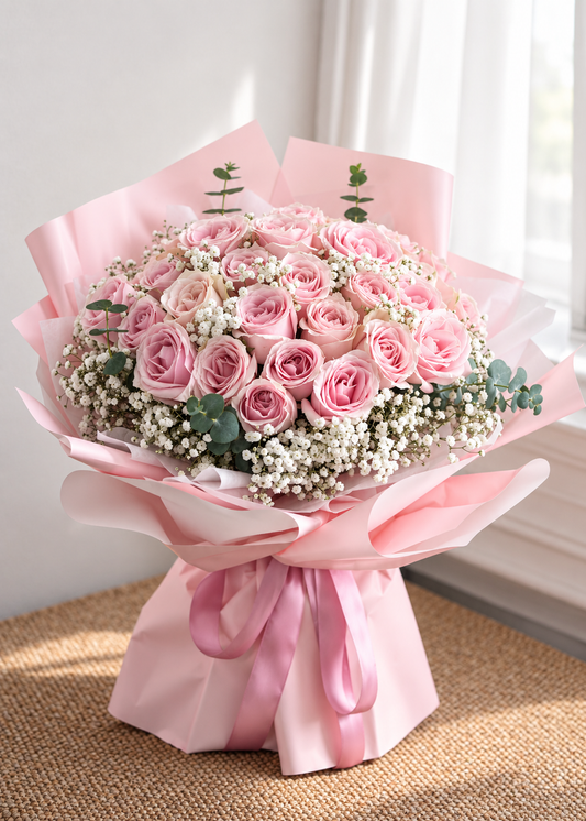 35 Sweet Pink Rose Bouquet
