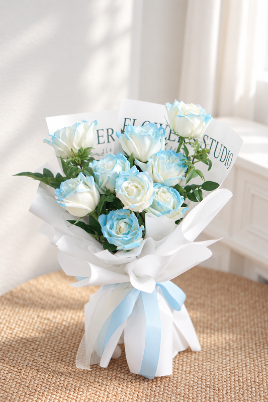 Baby Blue Dream 9 Rose Bouquet