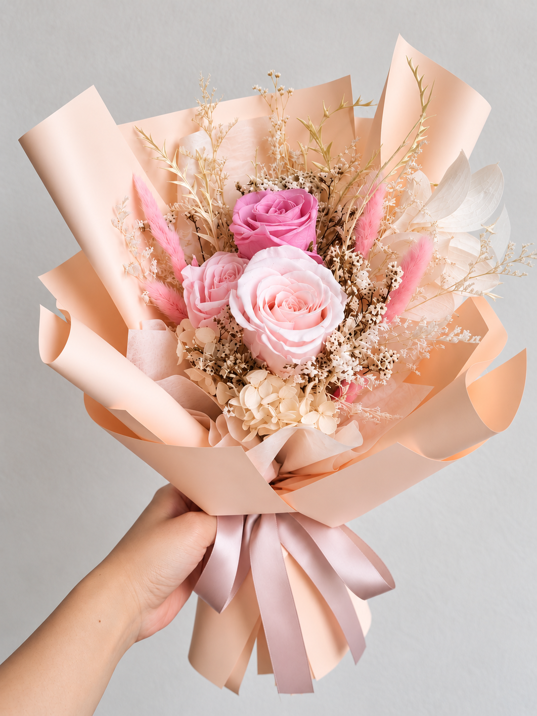 Blush Pink Preserved Rose Bouquet