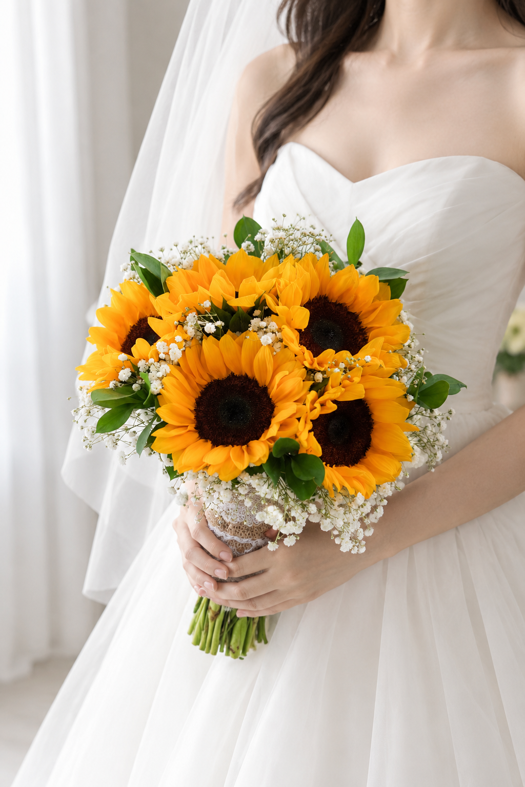 Bridal Bouquet - 5 Sunflowers