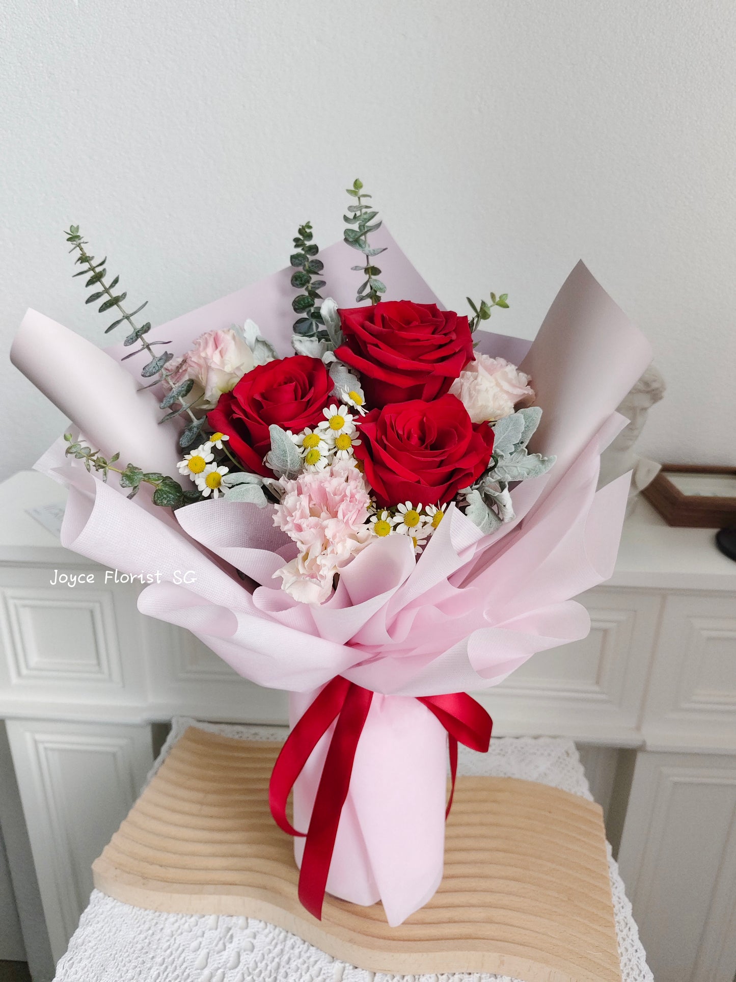 Rose Flower Bouquet - 3 Red Rose