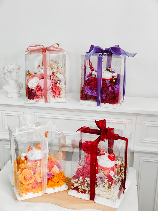 Grand Opening Flower Box - Fortune Cat In Box ( 招财猫）