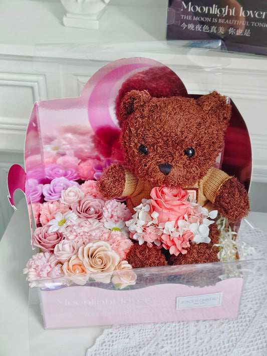 Soap Flower Gift Box - Flower & Bear