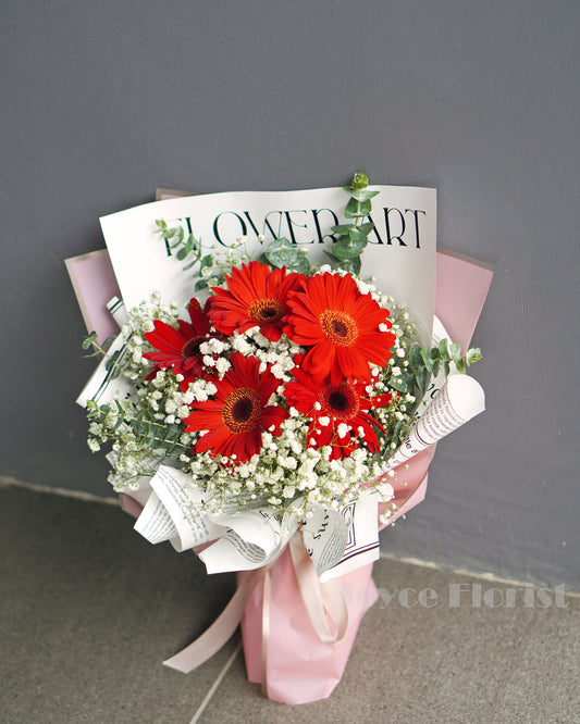 Gerbera Flower Bouquet - Red Gerberas