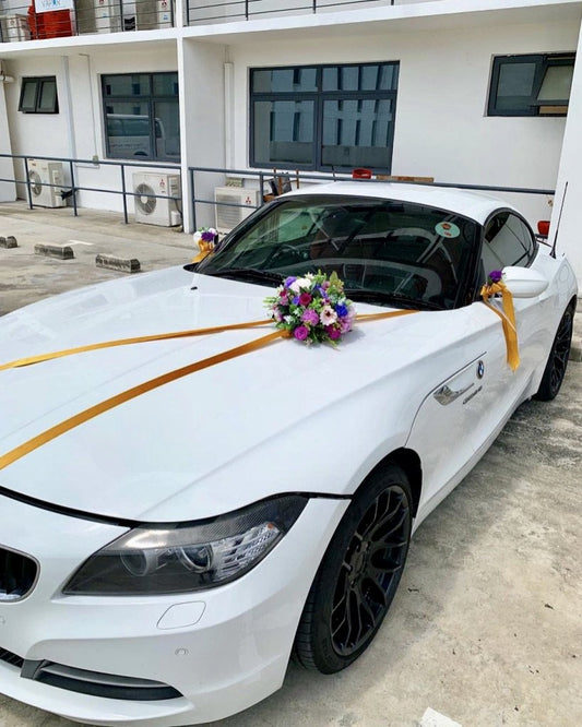 Bridal Car decor - Artificial Flowers with Ribbons