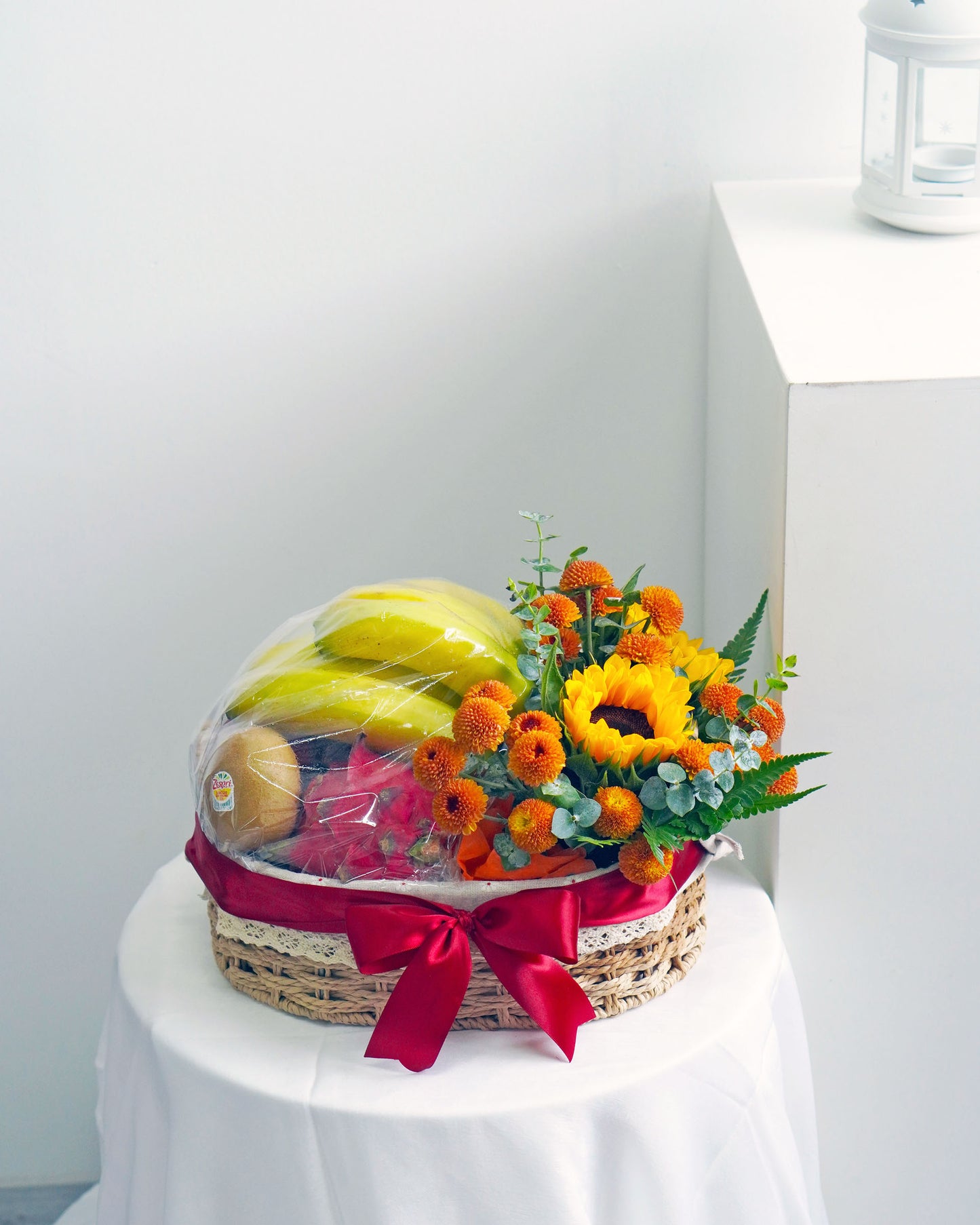 Fresh Fruit Gift Basket & Flowers